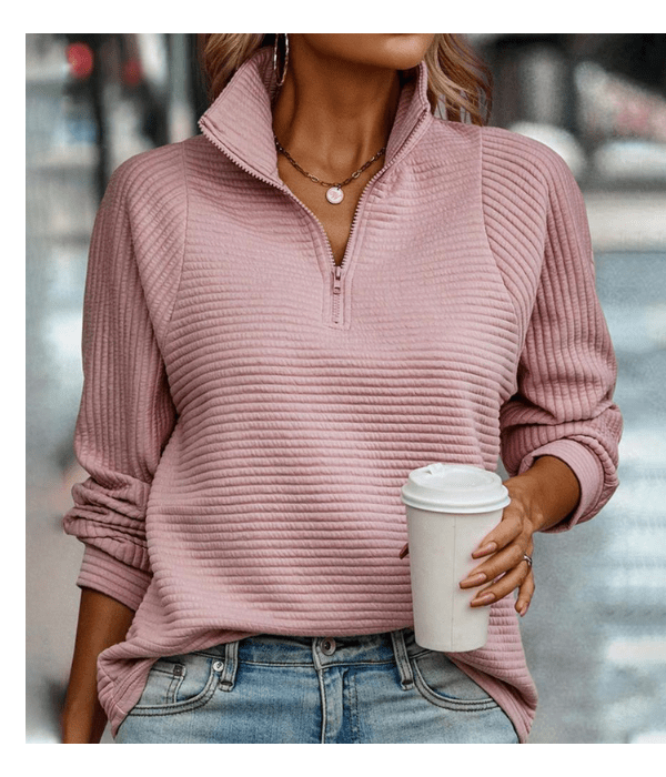 Seralvia Anouk - Dames Sweater met V-hals Trui met Ritsdetail