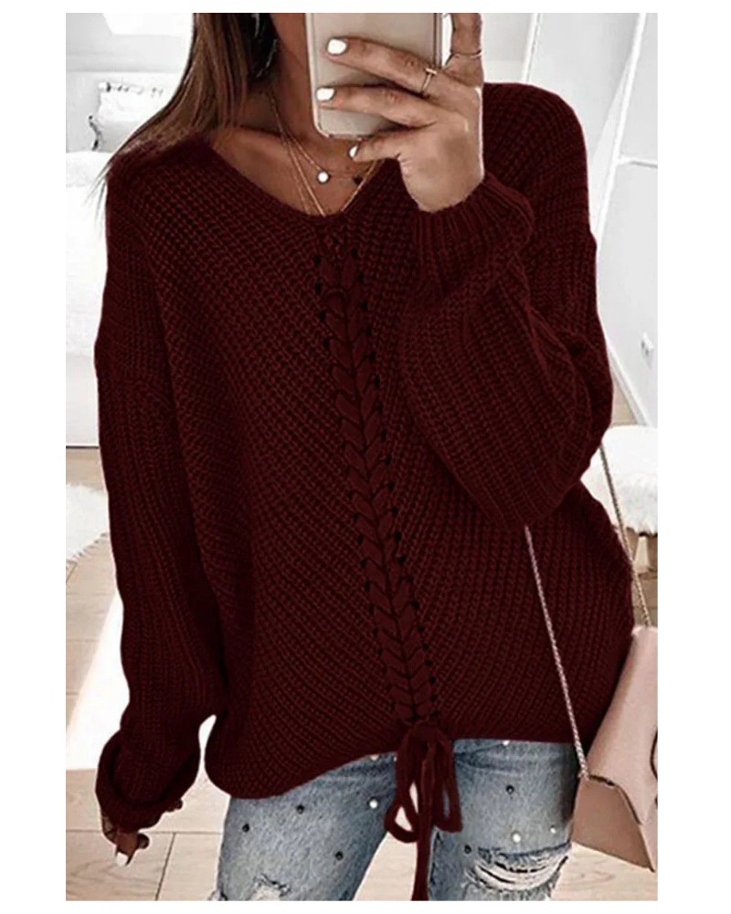 Sofie - Gebreide Dames Sweater, Warme Wollen Trui met Vlechtpatroon