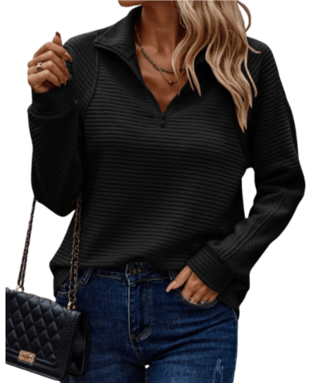 Seralvia Anouk - Dames Sweater met V-hals Trui met Ritsdetail