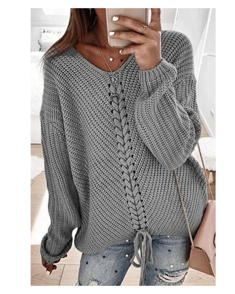 Sofie - Gebreide Dames Sweater, Warme Wollen Trui met Vlechtpatroon