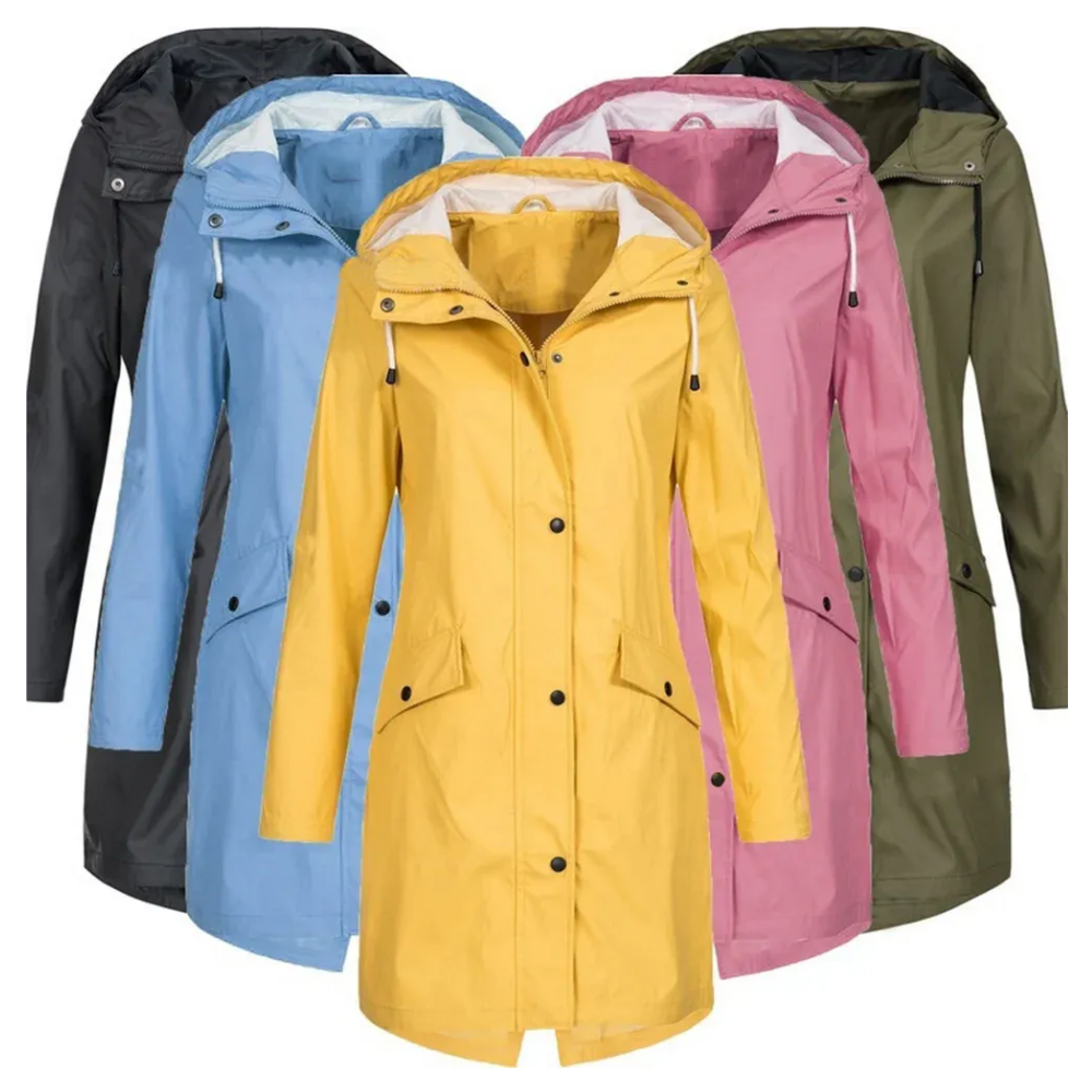 Selena - Dames Regenjas Lang Model Waterdicht met Capuchon Herfst & Winter