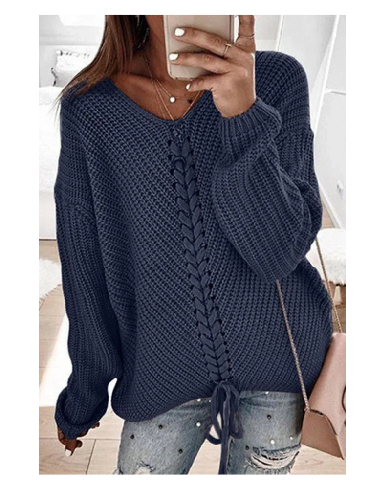 Sofie - Gebreide Dames Sweater, Warme Wollen Trui met Vlechtpatroon